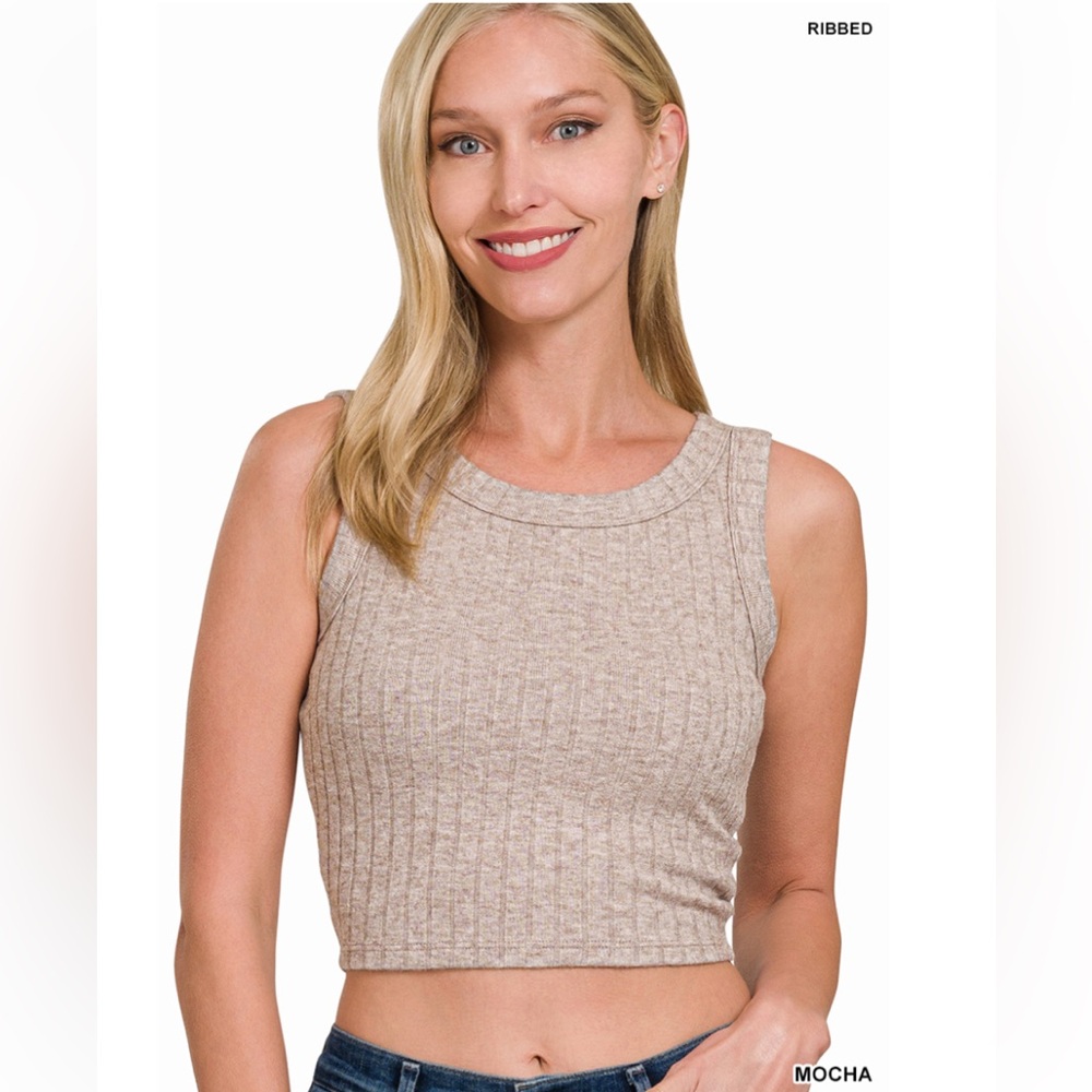 ZENANA women's ribbed crop tank top